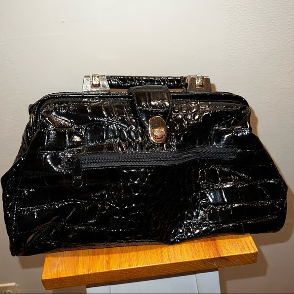 Vintage Handbags - Vintage Ms. Bestien Black Crocodile Embossed Leather Doctor’s Bag